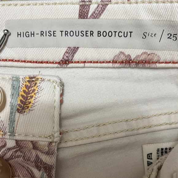 Pilcro and the Letterpress Cream-Pink Floral High Rise Bootcut Flare size 25 - Picture 8 of 11